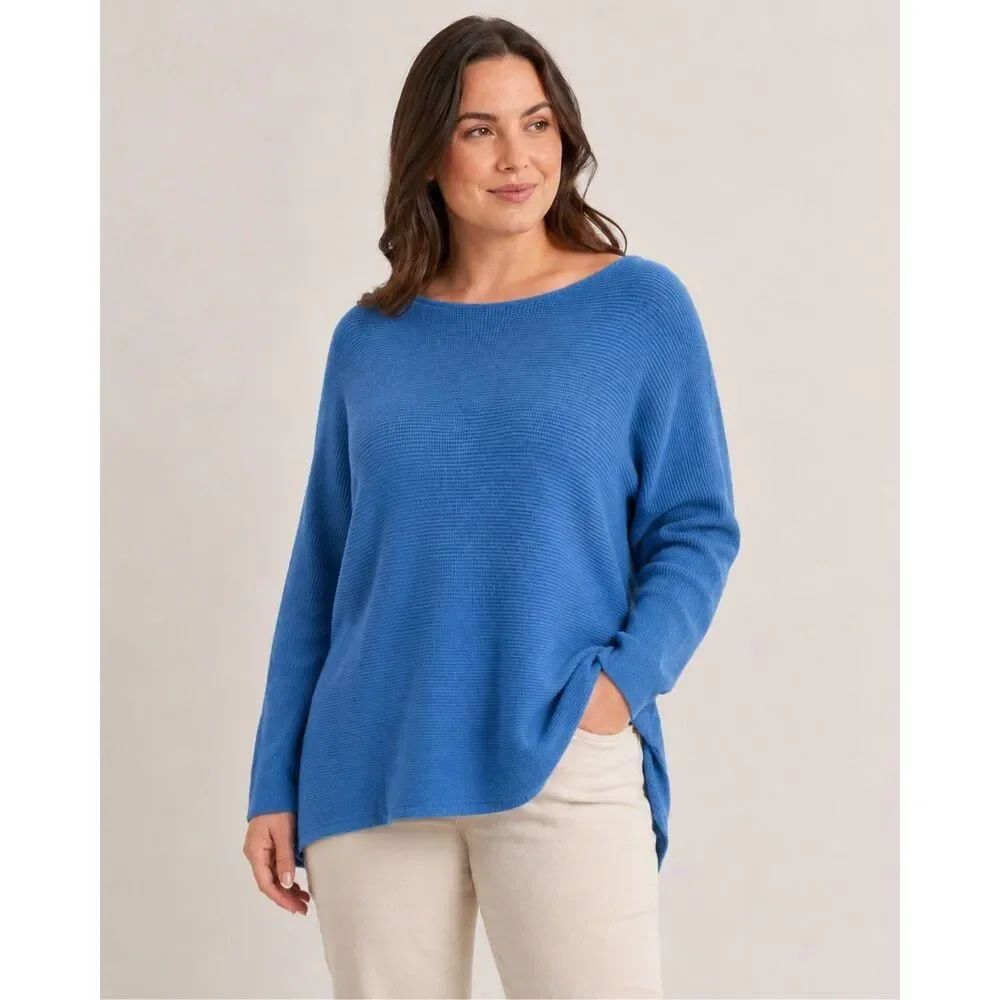 Cyrus Women’s XL Blue Dolman Sleeve Lightweight Knit Oversized Sweater Top #1000